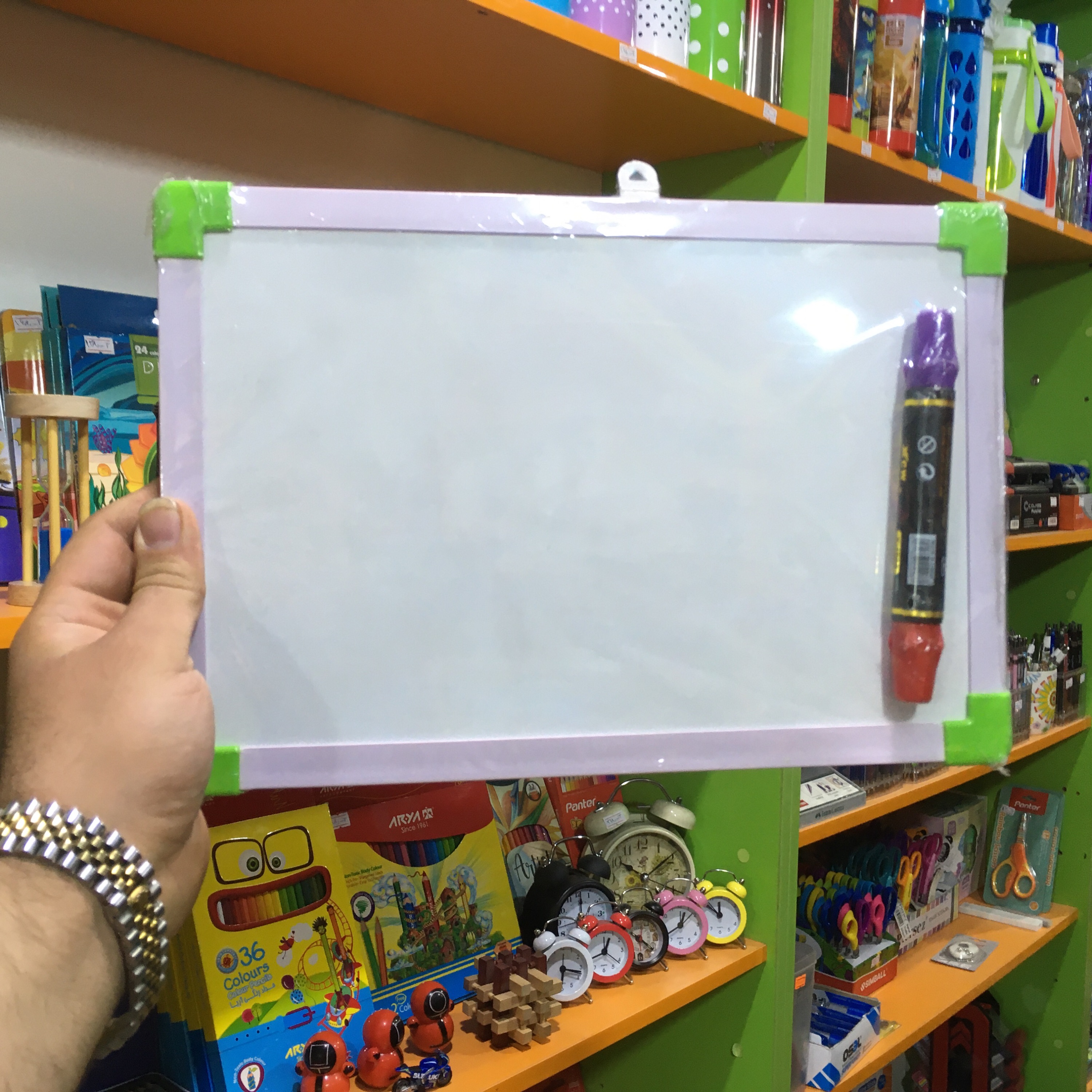 تخته وایت برد 30 در 20 بهمراه ماژیک دو سر