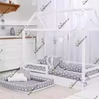 کلبه تخت کودک شیک مونته سوری  با باربری ارسال میشه.سایز 130در 70