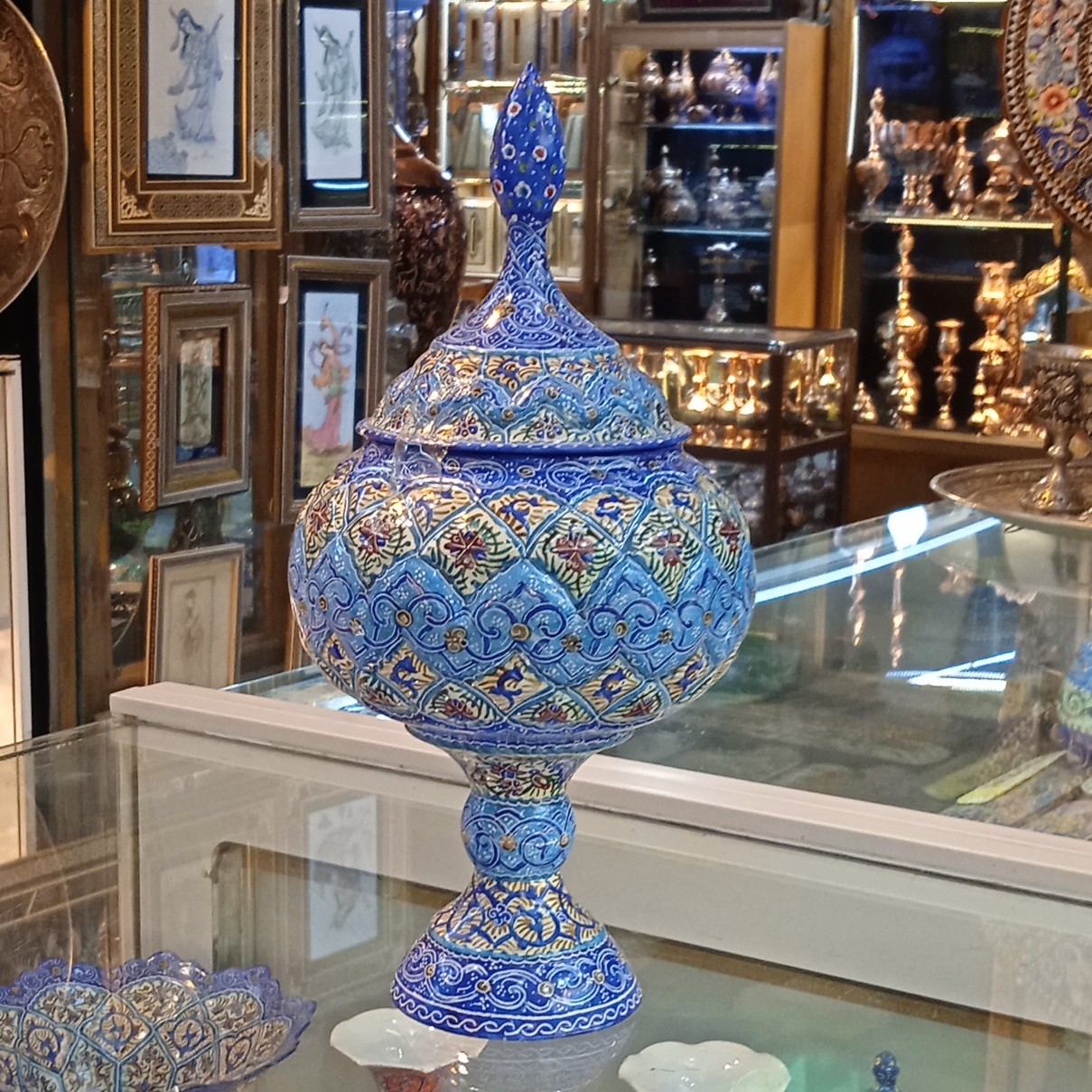 شکلات خوری پایه دار مینا کاری