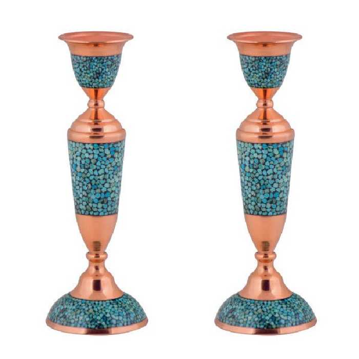شمعدان فیروزه کوبی مدل جفت