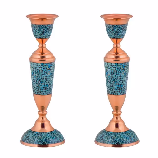 شمعدان فیروزه کوبی مدل جفت