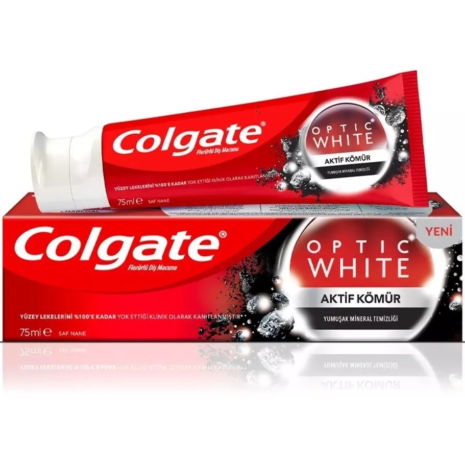 خمیردندان سفیدکننده ذغالی کلگیت اپتیک وایت Colgate Optic White Charcoal حجم 75 میلی لیتر