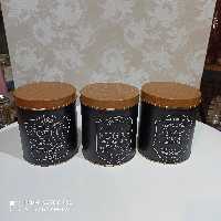 بانکه بانکه فلزی بانکه سه عددی مشکی جای حبوبات 