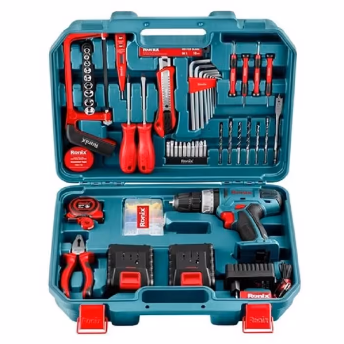کیت و ست ترکیبی دریل چکشی 18 ولت رونیکس با ابزار دستی مدل رونیکسRS-8018