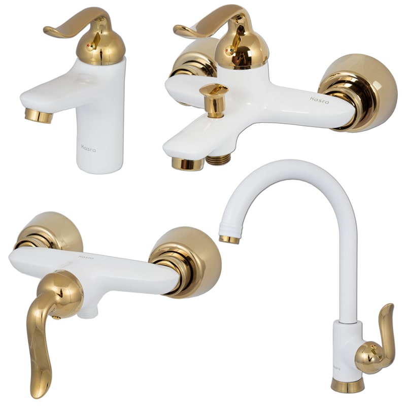 ست 4تیکه شیرالات کسری مدل رابین سفیدطلا