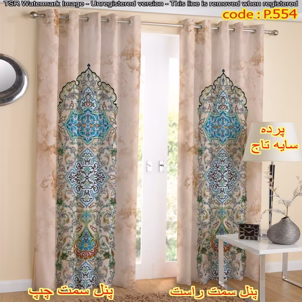 پرده هازان چاپی کد 554 هر پنل عرض 140 ارتفاع 290