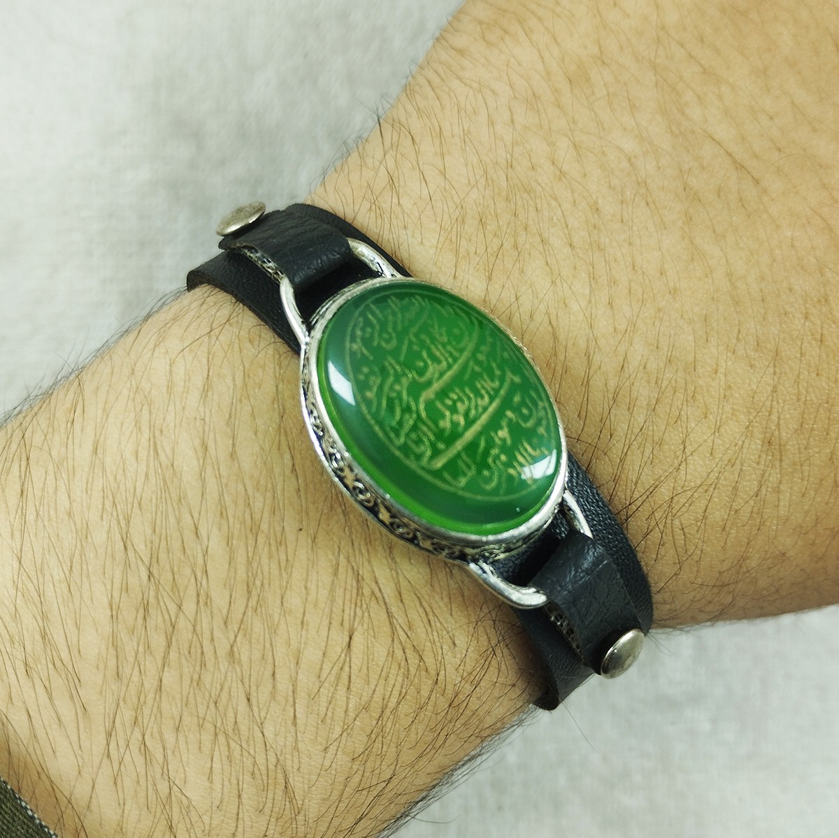 دستبند زنانه و مردانه سلین کالا مدل عقیق سبز طرح مذهبی COD-12790920
