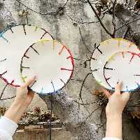 بشقاب سرامیکی رنگی 20 سانت  دست ساز و مناسب برای استفاده روزمره 