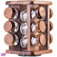 سرویس 12 پارچه ادویه بیلی با پایه چوبی کد ACA-008/12WL