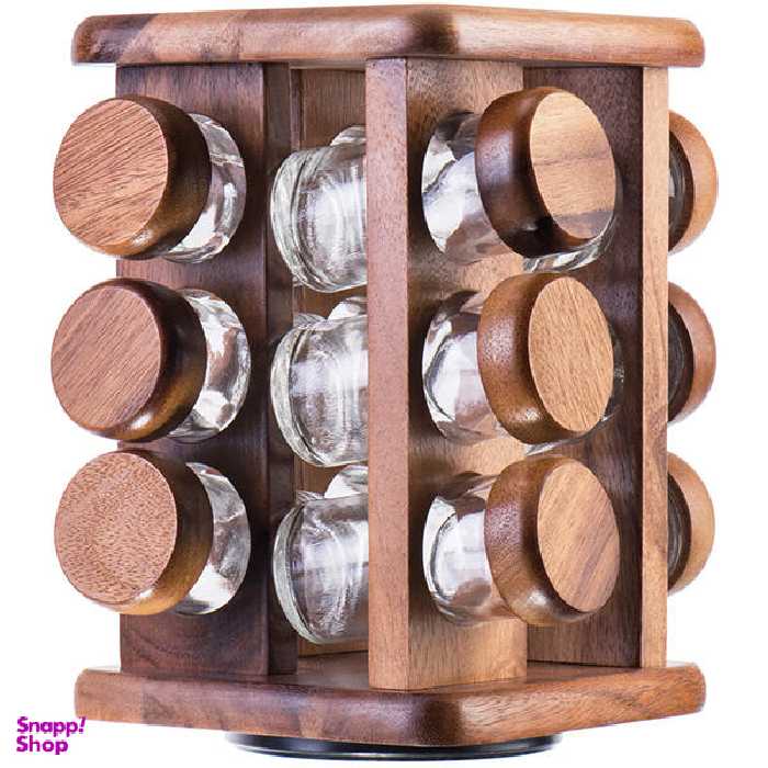 سرویس 12 پارچه ادویه بیلی با پایه چوبی کد ACA-008/12WL