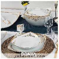 سرویس چینی پردیس طرح دنیا طلایی 105 پارچه کد 190B