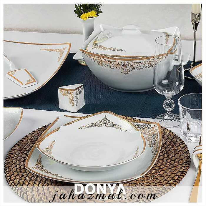 سرویس چینی پردیس طرح دنیا طلایی 105 پارچه کد 190B