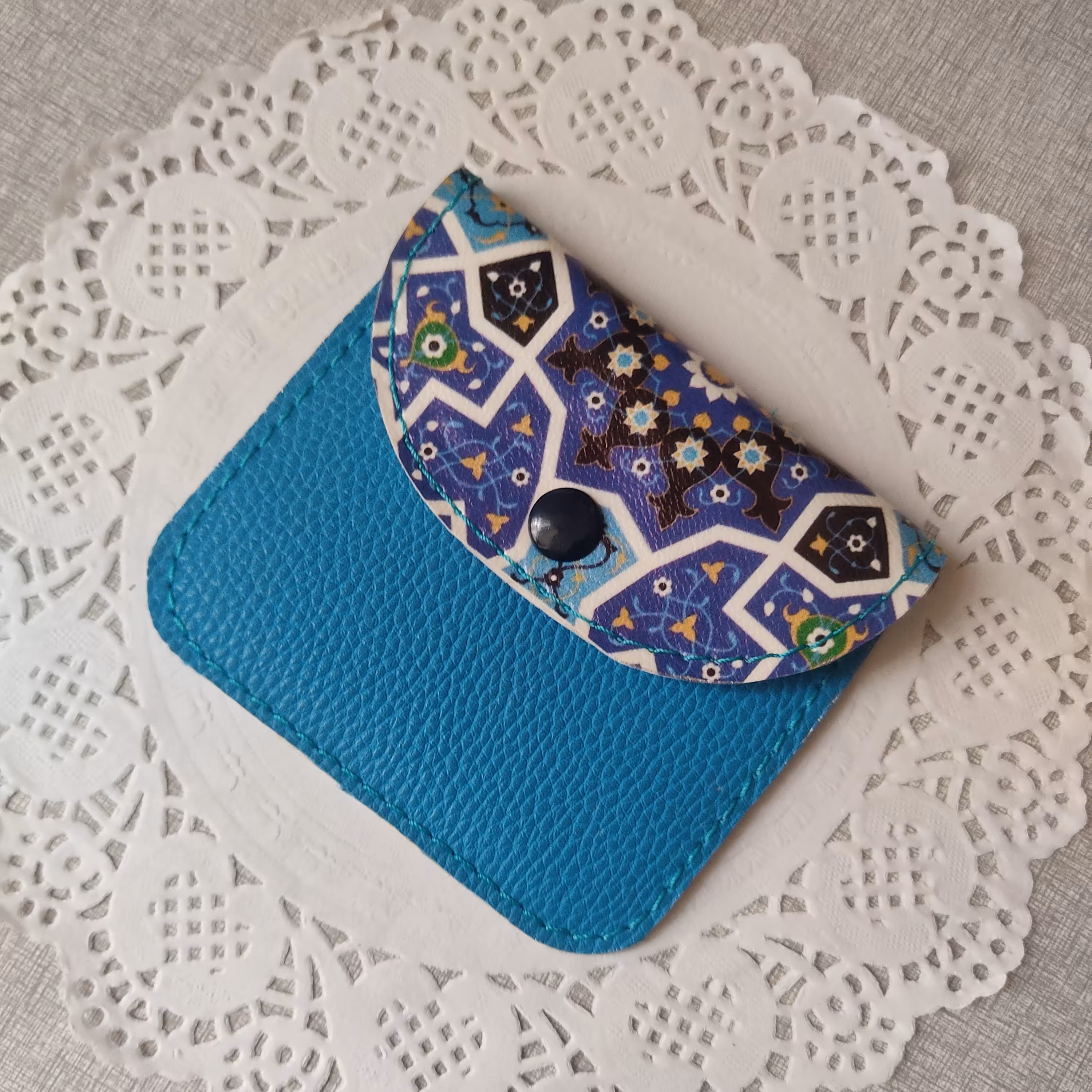 کیف کارت چرمی طرح کاشی