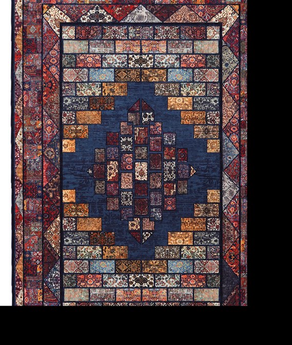 فرش ماشینی (چهار  متری2.25در1.5)  چهل تکه طرح 100537 تمام رنگ