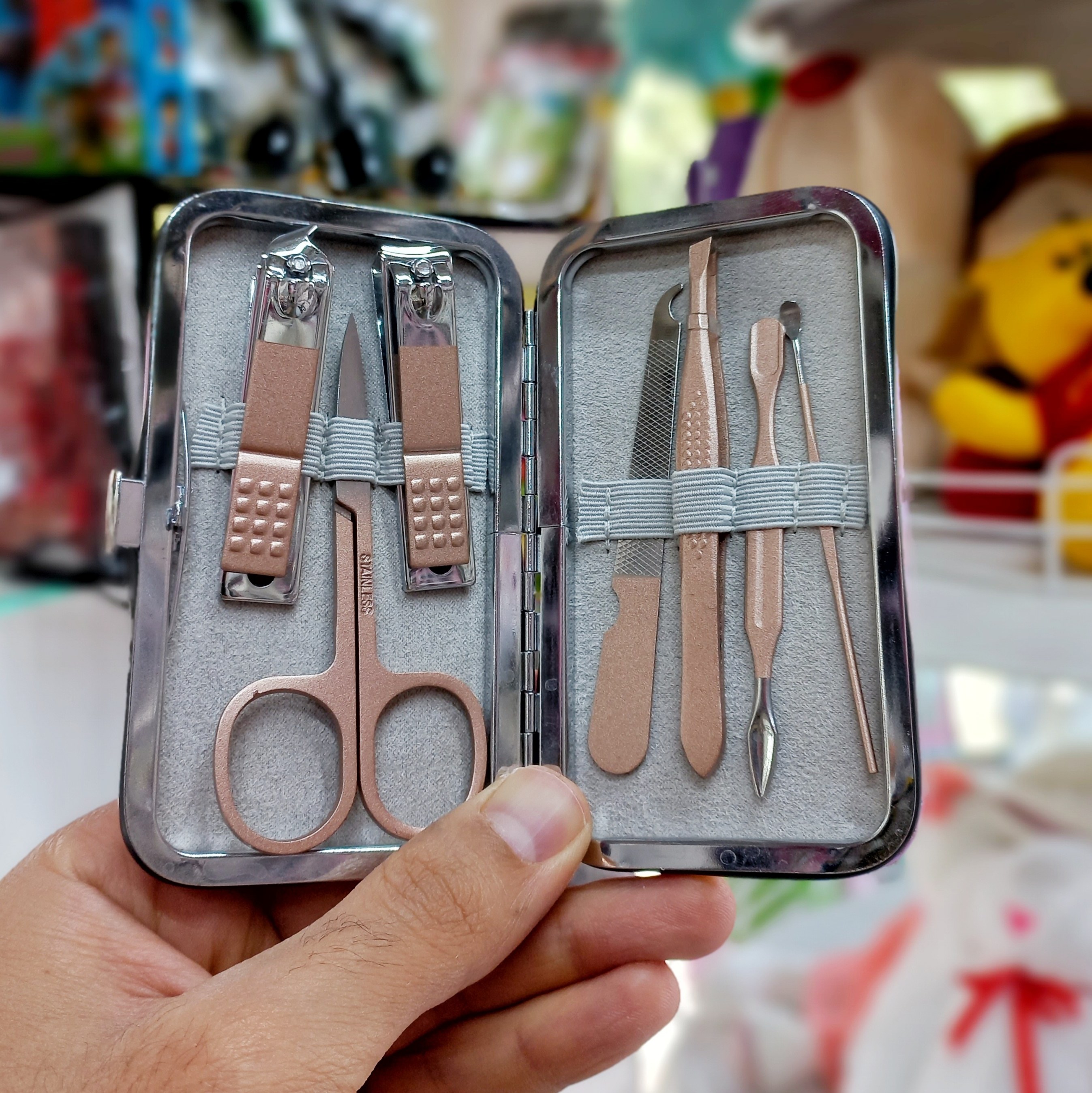 ست مانیکور استیل 7 تیکه رنگ گلد
