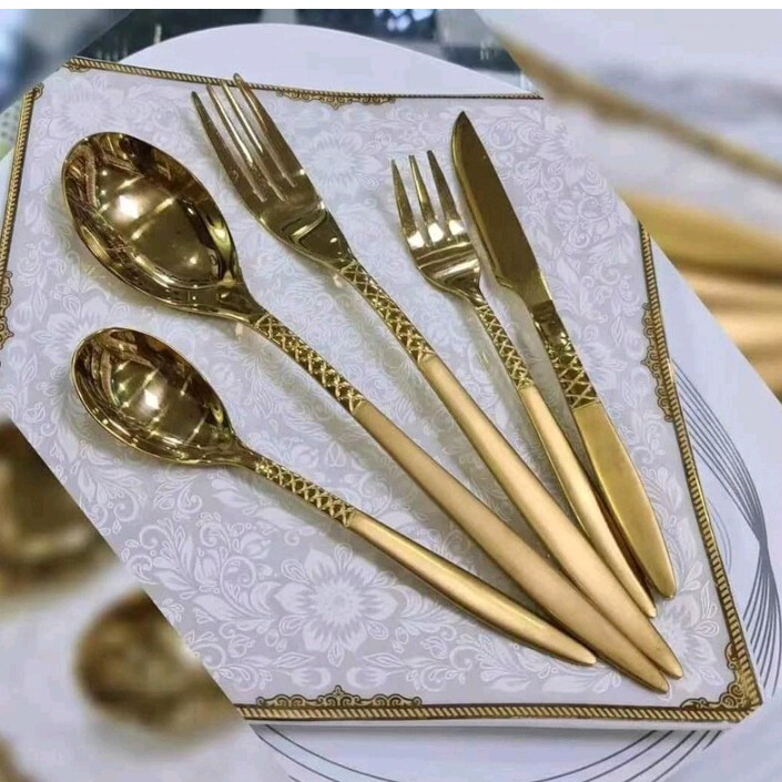 سرویس قاشق وچنگال طلایی120 پارچه 24 نفره حک یونیک
