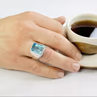 انگشتر توپاز و ذکر یا علی اصغر کد 1611