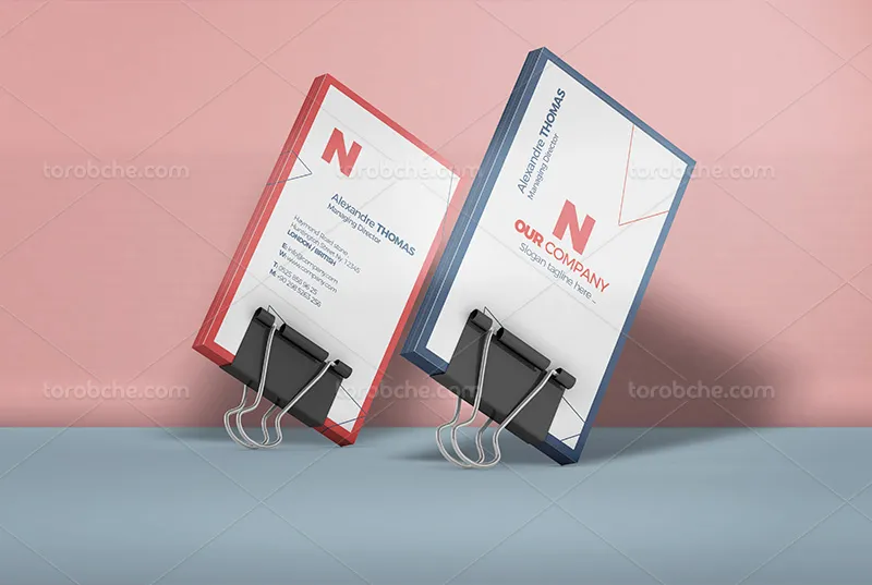 موکاپ PSD کارت ویزیت مستطیل لایه باز | گرافیک با طعم تربچه