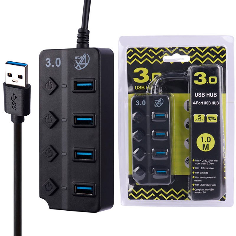 هاب 4 پورت USB30 کلید دار مدل X4Tech X504X4Tech X504 4Port USB30 Hub