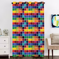 پرده پنجره مخمل پانچ رنگارنگ سایز 138 در 270 مدل C6-517 شرکت رنس