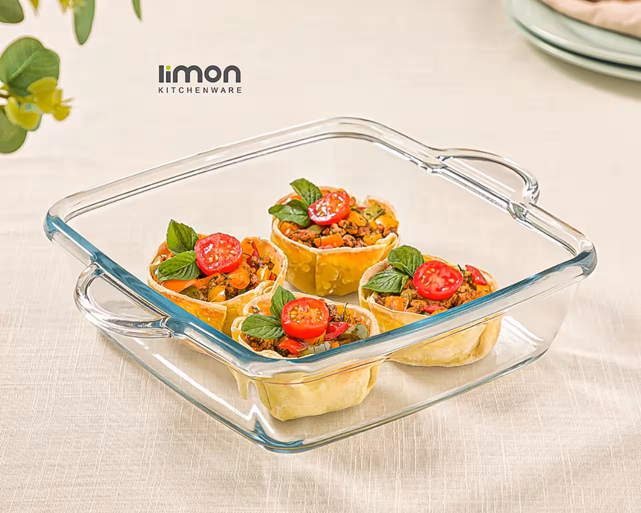 تابه فر و ماکرو مربع 2لیتر شیشه ای لیمون 2237