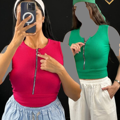 کراپ زیپ دار پنبه کد 7482