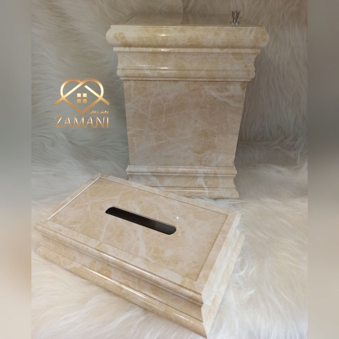 ست سطل و جا دستمال طرح سنگ کد 201