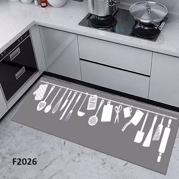 فرشینه مخمل لایکتیک سه لایه سایز 280 در 140 طرح آشپزخانه F2026