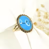 انگشتر برند طلاروس با نگین آبی کد8272