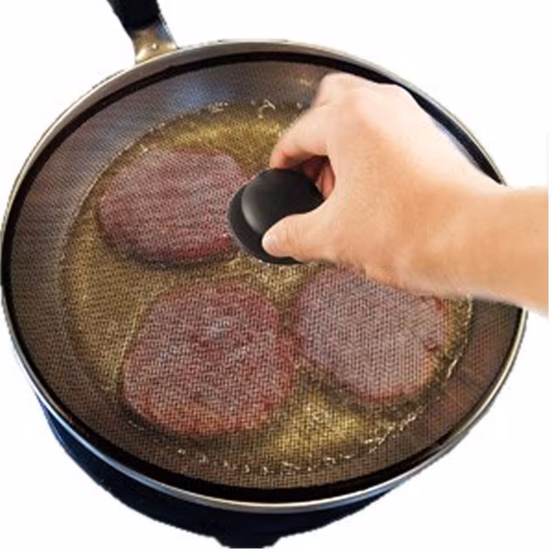 توری روغن گیر استیل ضد زنگ دستگیره دار طرح درب قابلمه   قطر 29 سانت 