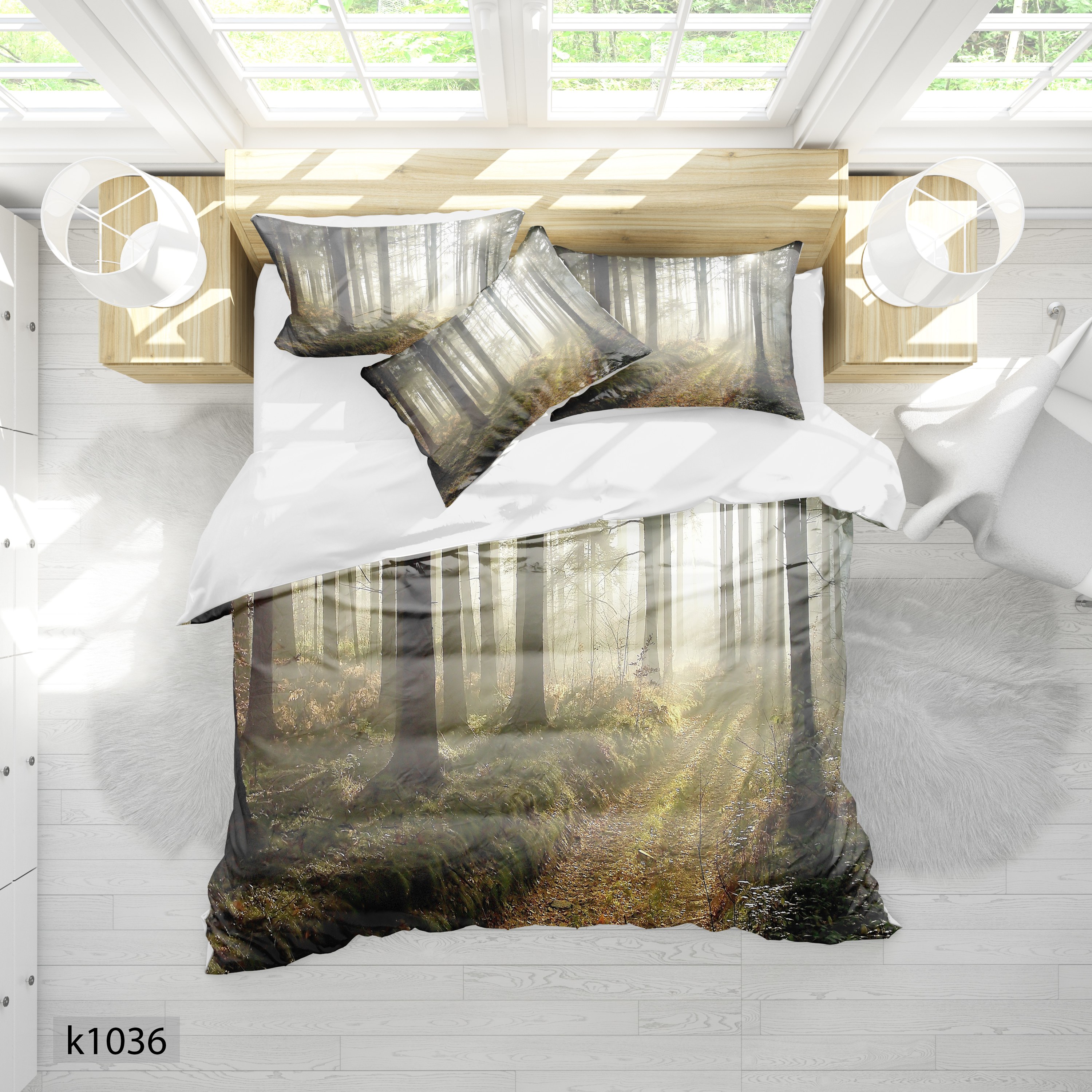 ست رو تختی چاپی 6 تیکه کالیفرنیا دو نفره   کد1036