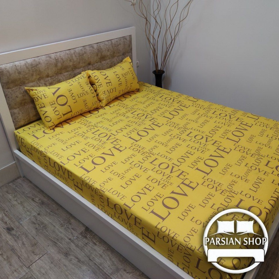 نیم ست ملحفه کشدار خوشخواب(روتختی نخی) دونفره 3 تکه  طرح love  روتختی ارزان