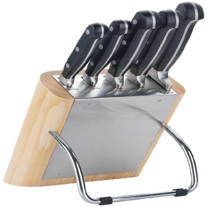 سرویس چاقو 6 پارچه وارداتی سفارش اروپا برند gmz پایه چوب