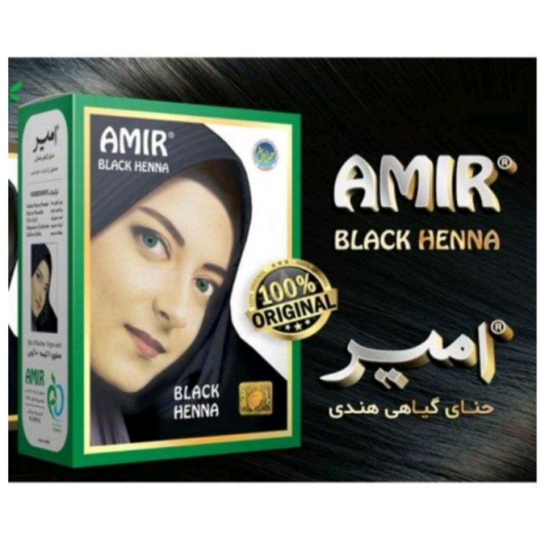حنا هندی امیر  اصلی (ایرانی)رنگ مشکی بسته 6 عددی 