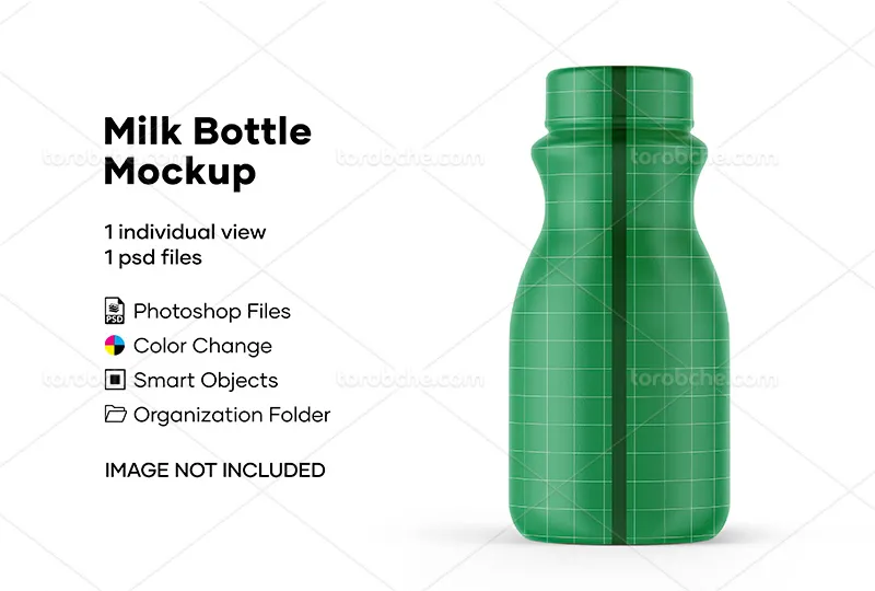 موکاپ بطری شیر پلاستیکی PSD | گرافیک با طعم تربچه