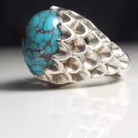 انگشتر فیروزه نیشابوری رکاب پولکی