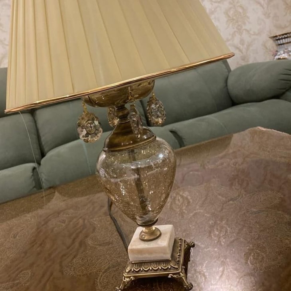 آباژور پایه برنزه برنجی سنگی