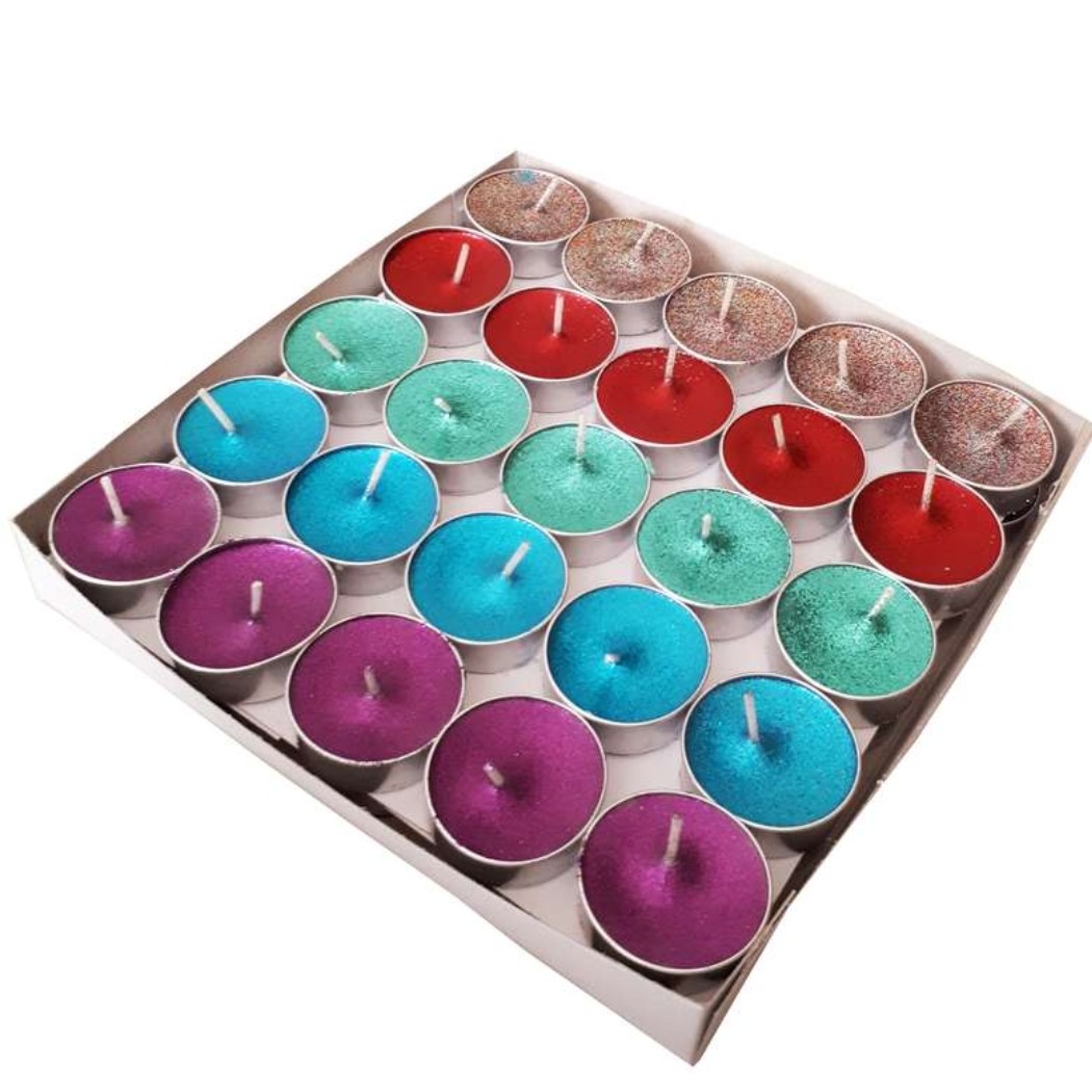 شمع وارمر  بسته 50 تایی چند رنگ اکلیلی کاپ فلزی بدون بو