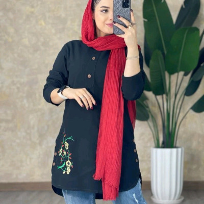 شومیز مانتویی الیاف مدل نیکا