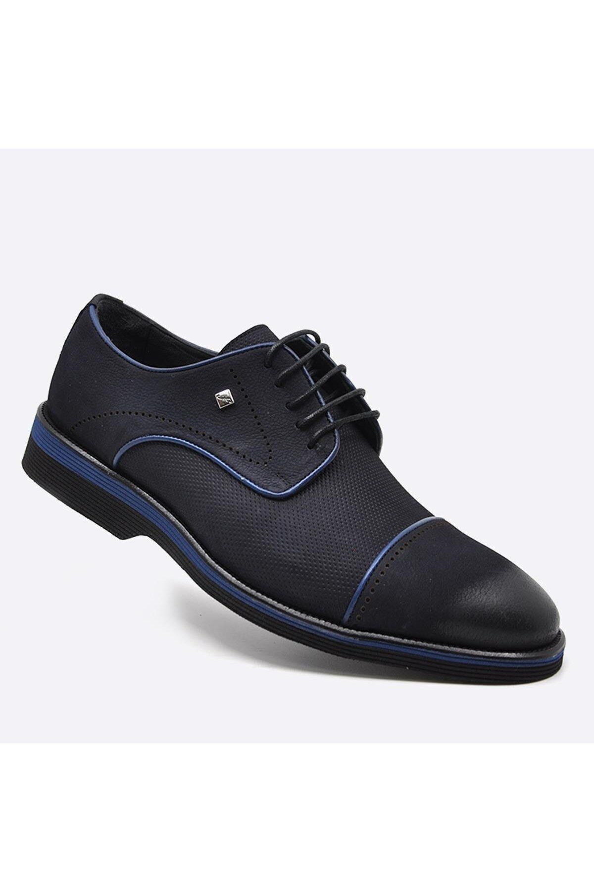 کفش های کلاسیک آبی مردانه چرم سیاه و سفید روزانه 2960 983 46 Fosco