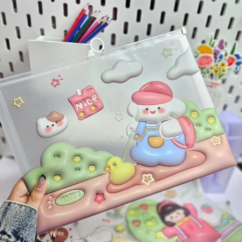 پوشه A4 زیپدار سه بعدی طرح دختر