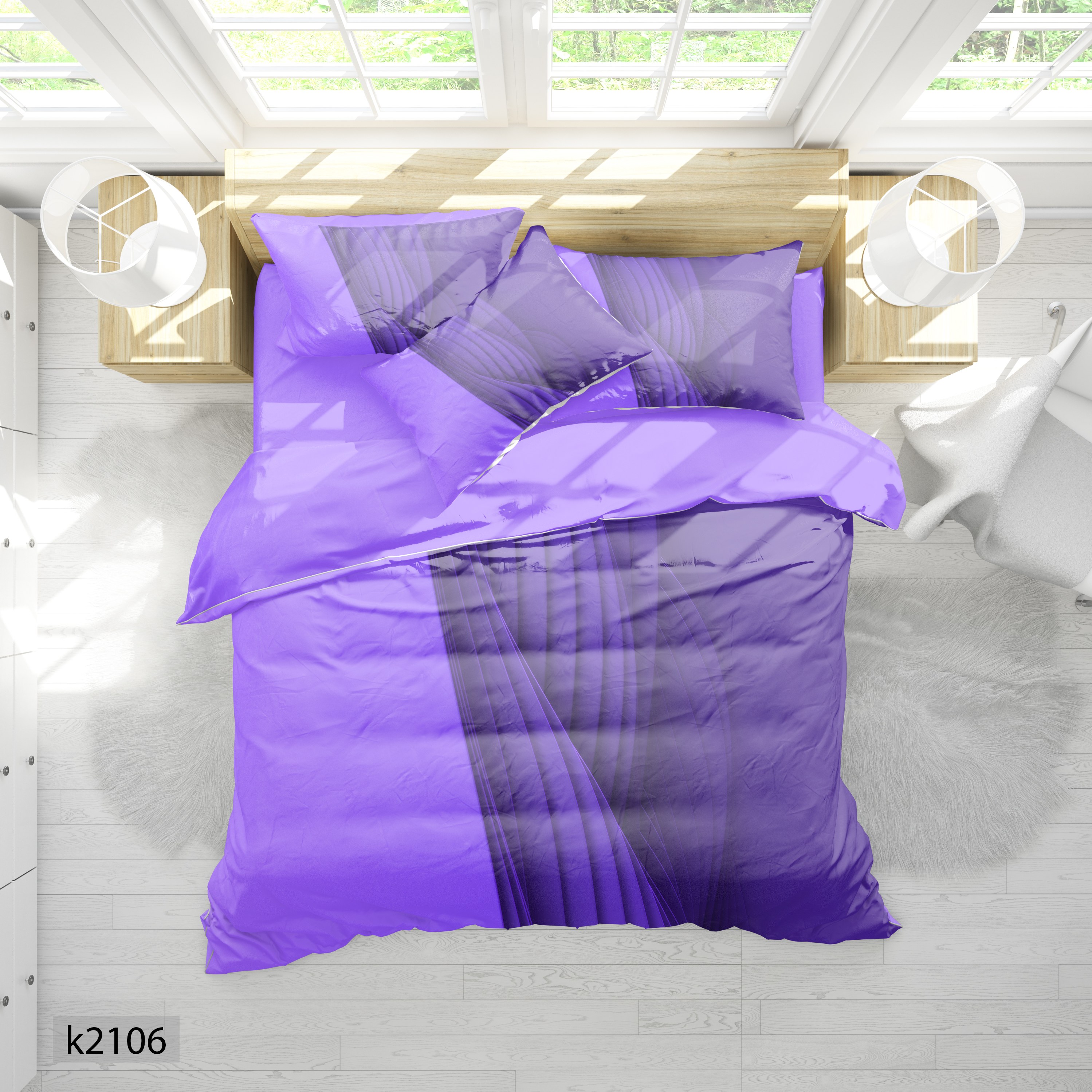 ست رو تختی چاپی 6 تیکه کالیفرنیا دو نفره   کد2106