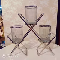 جاشمعی؛رنگ سیلور؛سه شعله؛دکوری وتزئینی