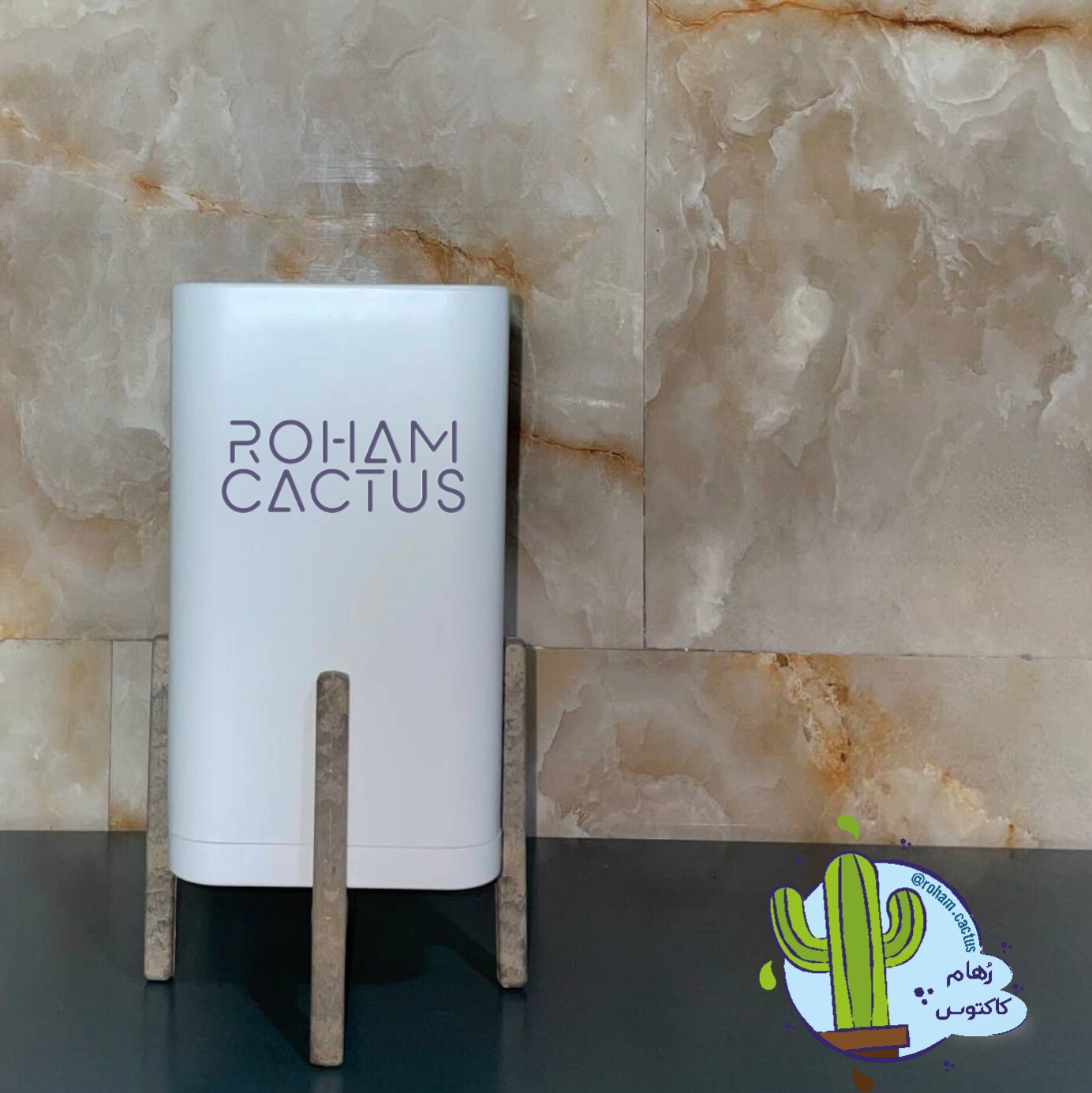 گلدان پلیمری 124 مکعب بلند مهرنی سایز 10 رنگ سفید گچی