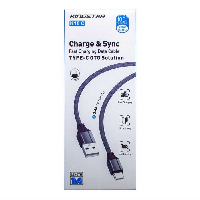 کابل تبدیل USB به USB-C کینگ استار مدل K18C طول 1 متر