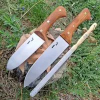 چاقوی زنجان چاقو زنجان چاقو فولادی زنجان چاقو قصابی و چاقو سلاخی مجید ست 3 عددی دست ساز فولادفنر ماشن مزدا شاه فنر25و30