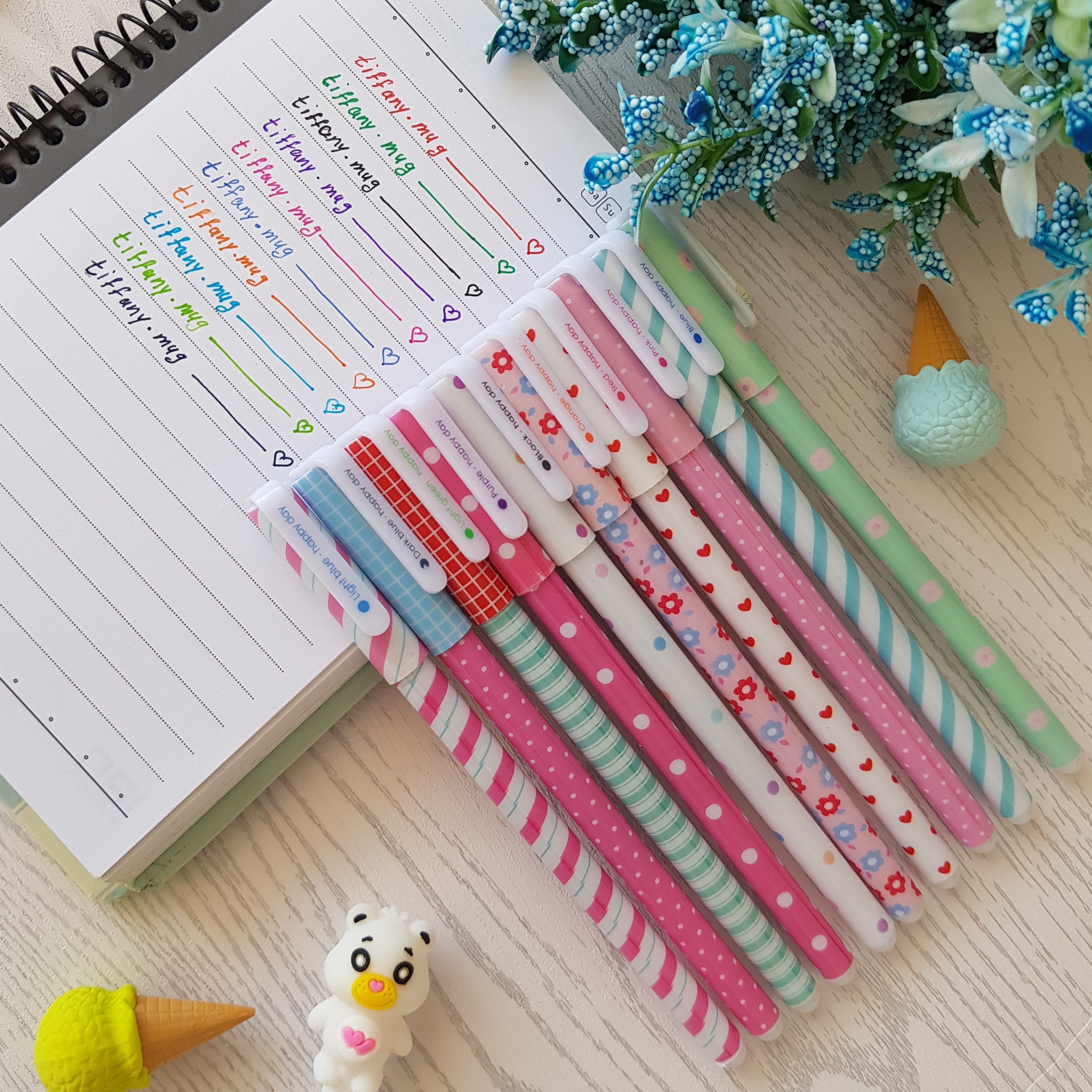 روان نویسی یا خودکار  هپی دی پک کامل ده رنگ جذاب  بسیار روان و  رنگبندی زیبا