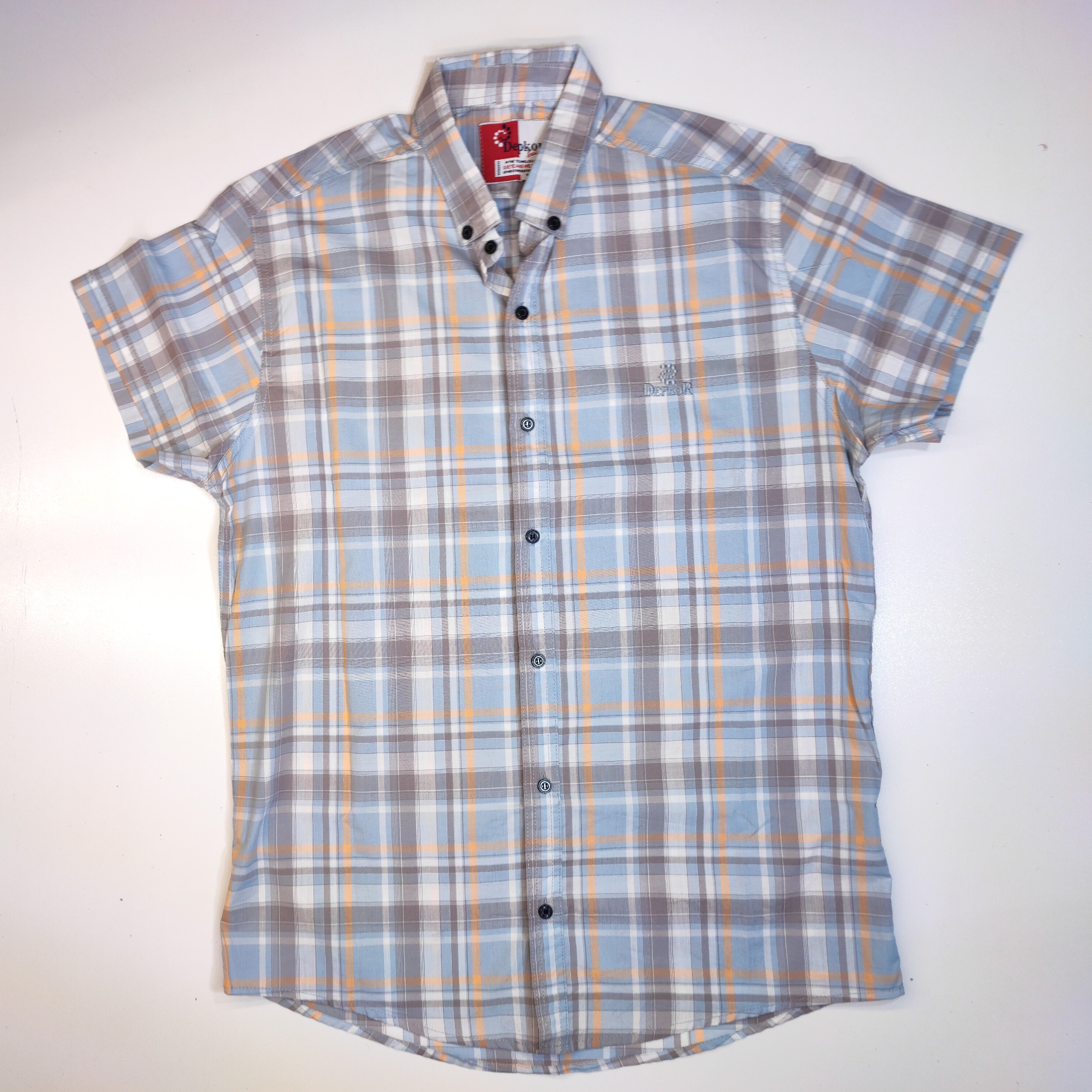 پیراهن آستین کوتاه مردانه چهارخونه سایز بزرگ قواره عالی پارچه نخی باکیفیت سایز دو ایکس تا پنج ایکس لارج