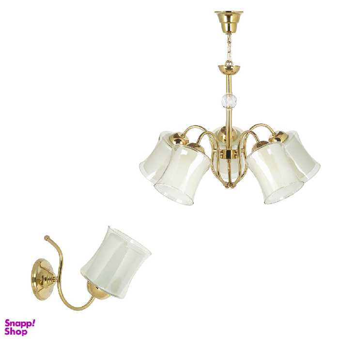 لوستر و چراغ دیواری چشمه نور کد A833/5-1-Pro مجموعه 2 عددی