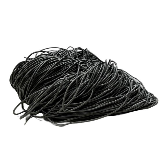 کش قیطان ضخیم مشکی (کش بند کفشی - کش ماکارونی)( بسته یک کیلویی)(ضخامت 3 میلی متر )(متراژ حدود 120 متر)